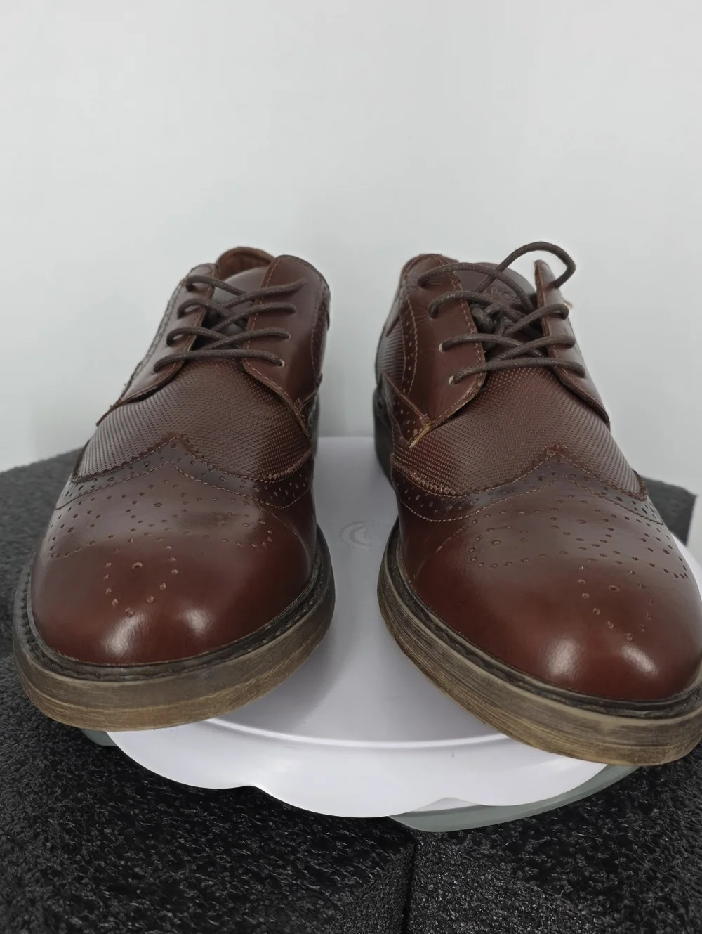 Arkbird Men's Brown Leather Wingtip Brogue Oxfords Size 13 Lug Sole Dress Shoes